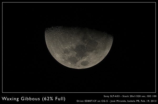 Waxing Gibbous (62% Full)