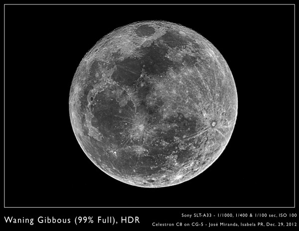 Waning Gibbous (99% Full), HDR